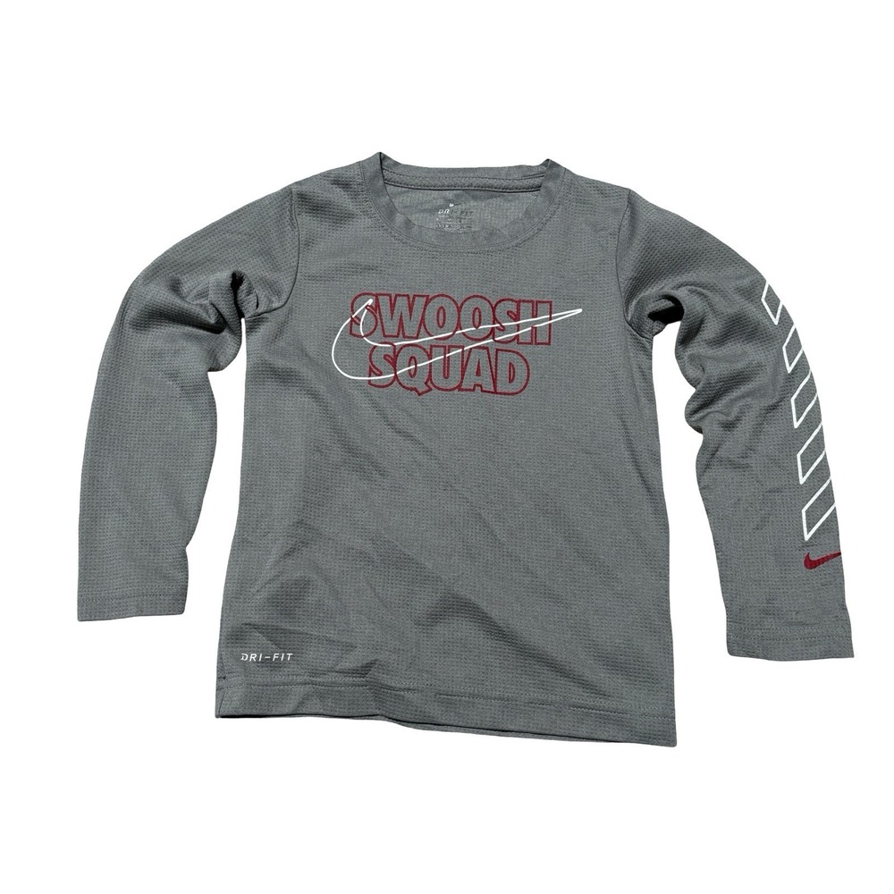 Nike Dri-Fit Little Boys‎ Long Sleeve Shirt Gray Size 5-6Yrs 13 x 18